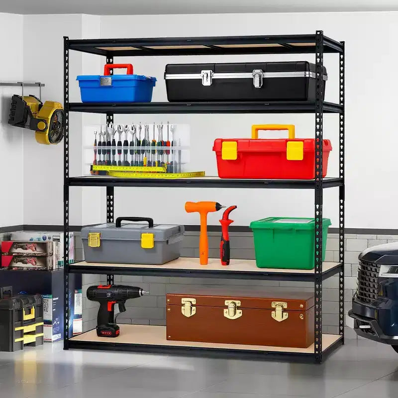 Étagères de Rangement de Garage à 5 Niveaux, Étagères de Rangement Robuste avec Capacité de 1134 kg, Unité d'Étagères Métalliques Réglables de 122 cm L x 46 cm l x 183 cm H