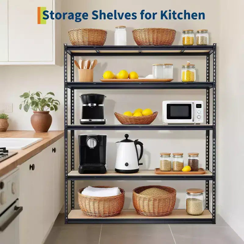 Étagères de Rangement de Garage à 5 Niveaux, Étagères de Rangement Robuste avec Capacité de 1134 kg, Unité d'Étagères Métalliques Réglables de 122 cm L x 46 cm l x 183 cm H