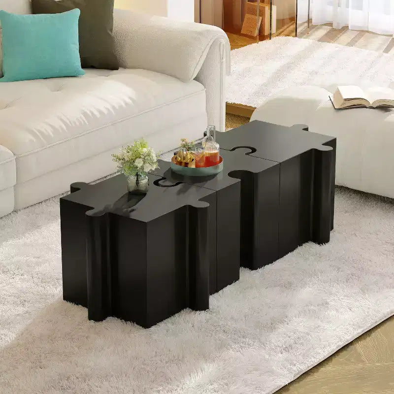 MAYEERTY 1 Pack Table d'appoint modulable en forme de puzzle, Table basse artistique en MGO pour salon intérieur/extérieur, patio