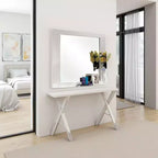 Miroir de commode Royal Hampton, laque blanche brillante 46 pouces, cadre en bois massif