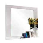 Miroir de commode Royal Hampton, laque blanche brillante 46 pouces, cadre en bois massif