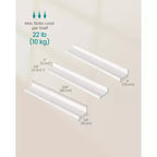 Lot de 3 étagères flottantes, étagères murales de 60 cm de large avec une capacité de 10 kg chacune et un bord antidérapant, pour salon, cuisine, salle de bain, blanc