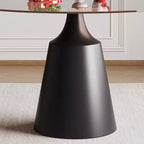 Ensemble de salle à manger GDFStudio Zephyr moderne 5 pièces avec table ronde en verre trempé et chaises rembourrées en similicuir
