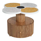 MAYEERTY Table d'appoint trèfle à quatre feuilles, table de chevet artistique avec rangement pour salon, chambre à coucher