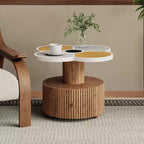 MAYEERTY Table d'appoint trèfle à quatre feuilles, table de chevet artistique avec rangement pour salon, chambre à coucher