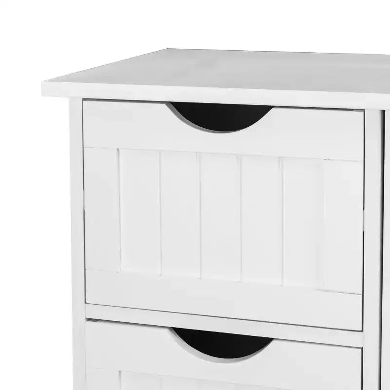 Karl HomeMeuble de Rangement Salle de Bain à Porte Simple et 4 Tiroirs Blanc