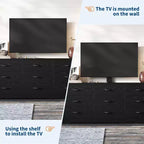 Meuble TV en bois avec support pour téléviseurs jusqu'à 85 pouces, centre de divertissement avec 9 tiroirs, console média à hauteur réglable