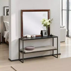 Royal Hampton Dresser Vanity Mirror, 40 Inch Dark Cherry Brown Solid Wood