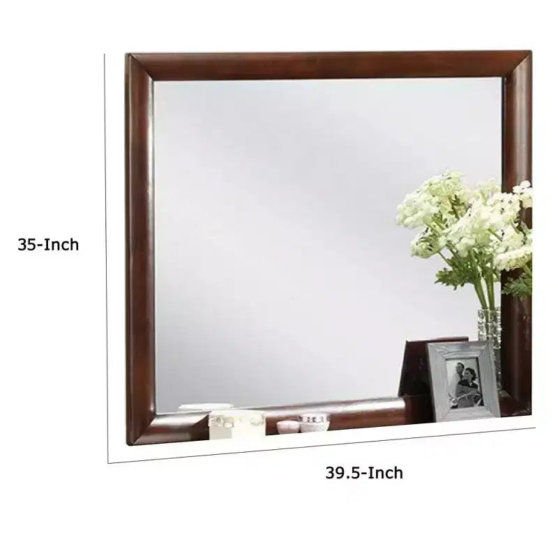Miroir de coiffeuse Royal Hampton, 40 pouces, bois massif merisier foncé