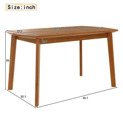 Table de salle à manger moderne du milieu du siècle de 47 po, pieds en bois d'hévéa massif, plateau ovale incurvé pour 4 personnes, table de cuisine/salle à manger, marron - ModernLuxe
