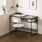 HOMLUX 45 Bureau informatique avec cadre en métal, table d'étude, poste de travail de bureau à domicile avec compartiment de rangement