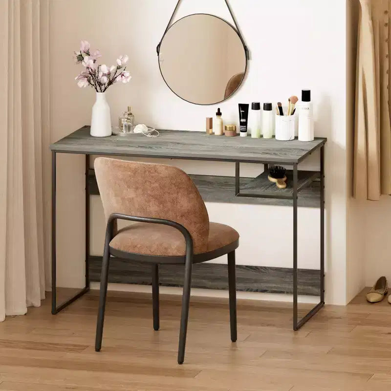 HOMLUX 45 Bureau informatique avec cadre en métal, table d'étude, poste de travail de bureau à domicile avec compartiment de rangement