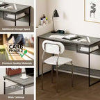 HOMLUX 45 Bureau informatique avec cadre en métal, table d'étude, poste de travail de bureau à domicile avec compartiment de rangement