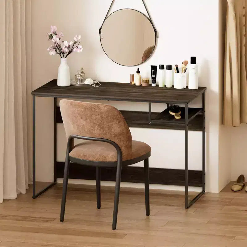 HOMLUX 45 Bureau informatique avec cadre en métal, table d'étude, poste de travail de bureau à domicile avec compartiment de rangement