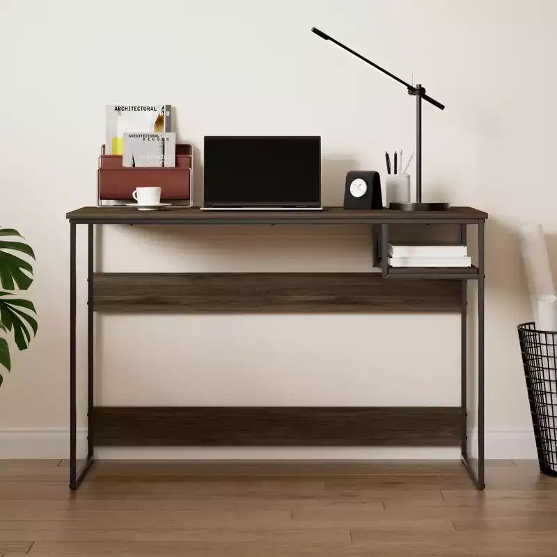 HOMLUX 45 Bureau informatique avec cadre en métal, table d'étude, poste de travail de bureau à domicile avec compartiment de rangement