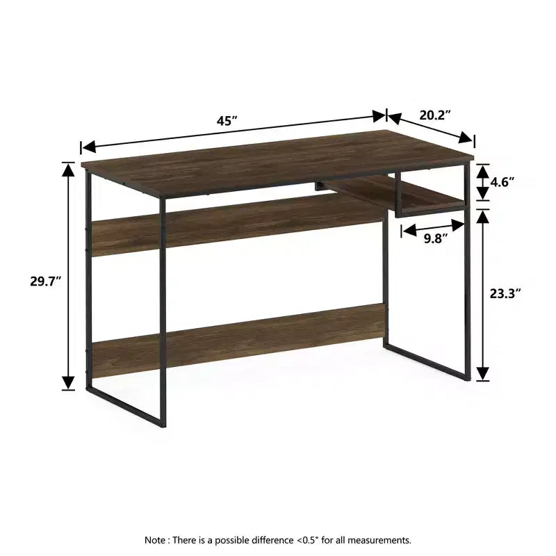 HOMLUX 45 Bureau informatique avec cadre en métal, table d'étude, poste de travail de bureau à domicile avec compartiment de rangement