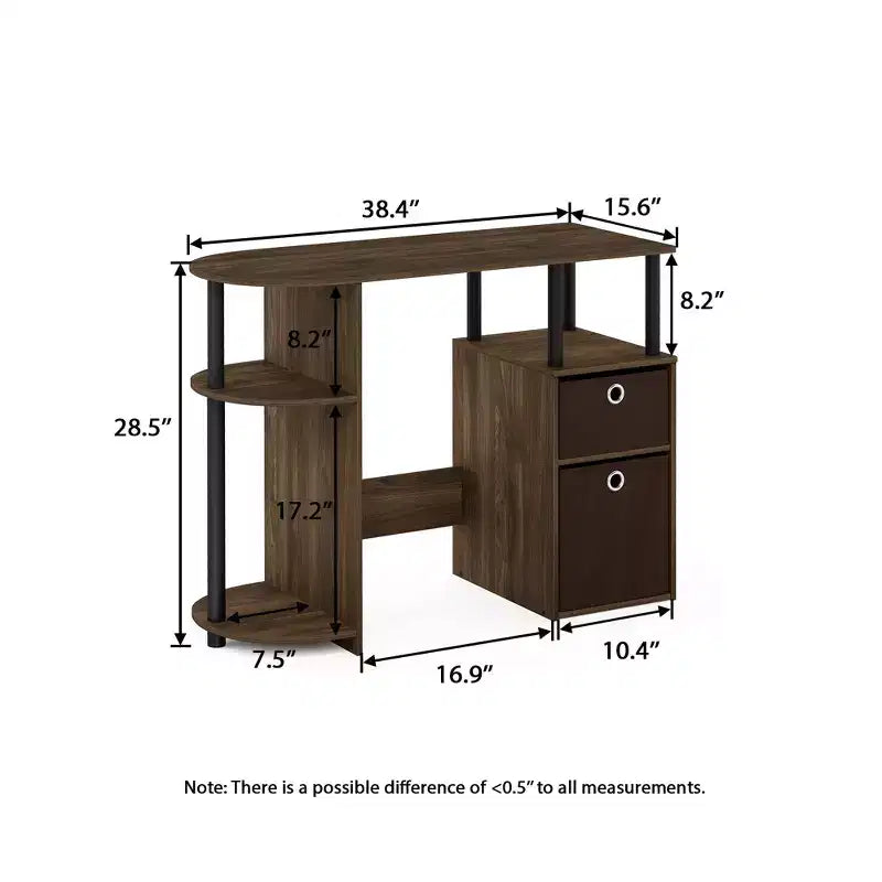 HOMLUX Bureau Informatique Simple avec Étagère Latérale et 2 Bacs de Rangement
