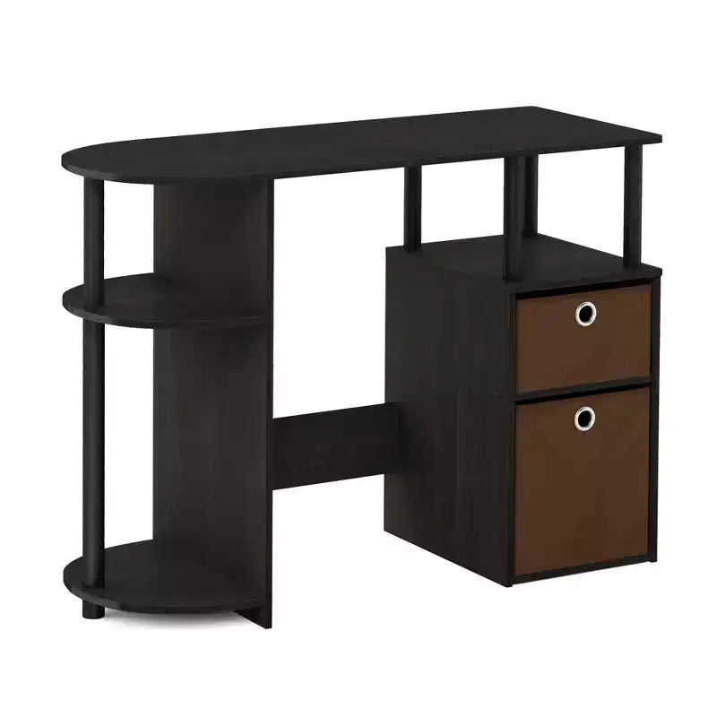 HOMLUX Bureau Informatique Simple avec Étagère Latérale et 2 Bacs de Rangement