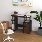 HOMLUX Bureau Informatique Simple avec Étagère Latérale et 2 Bacs de Rangement