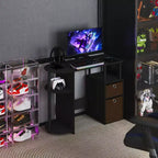 HOMLUX Bureau Informatique Simple avec Étagère Latérale et 2 Bacs de Rangement