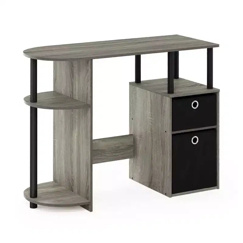 HOMLUX Bureau Informatique Simple avec Étagère Latérale et 2 Bacs de Rangement