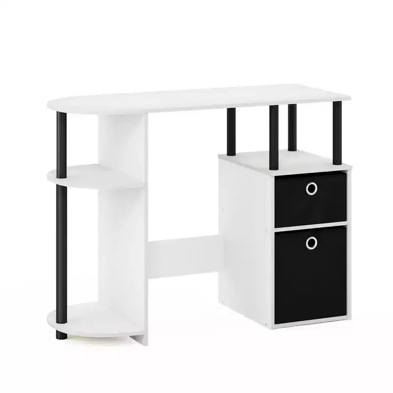 HOMLUX Bureau Informatique Simple avec Étagère Latérale et 2 Bacs de Rangement