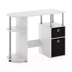 HOMLUX Bureau Informatique Simple avec Étagère Latérale et 2 Bacs de Rangement