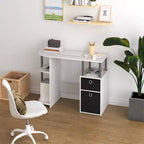 HOMLUX Bureau Informatique Simple avec Étagère Latérale et 2 Bacs de Rangement
