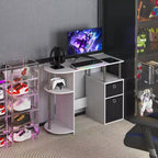 HOMLUX Bureau Informatique Simple avec Étagère Latérale et 2 Bacs de Rangement