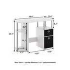 HOMLUX Bureau Informatique Simple avec Étagère Latérale et 2 Bacs de Rangement