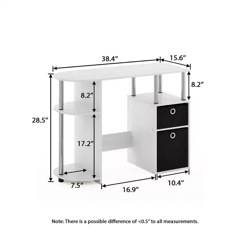 HOMLUX Bureau Informatique Simple avec Étagère Latérale et 2 Bacs de Rangement