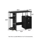 HOMLUX Bureau Informatique Simple avec Étagère Latérale et 2 Bacs de Rangement