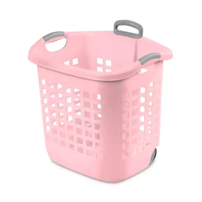 Lot de 4 paniers à linge à roulettes Sterilite Ultra, 60 litres, avec poignées, rose