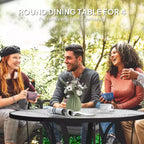 Table de patio ronde de 38 po avec trou pour parasol, table à manger d'extérieur en verre trempé