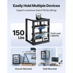 Rack de serveur VEVOR 12U à montage mural, capacité de charge maximale de 68 kg, rack réseau à cadre ouvert avec porte pivotante à 180 degrés, acier au carbone, noir