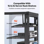 Rack de serveur VEVOR 12U à montage mural, capacité de charge maximale de 68 kg, rack réseau à cadre ouvert avec porte pivotante à 180 degrés, acier au carbone, noir