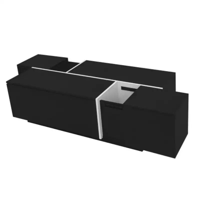 Table basse centrale moderne avec finition brillante, Table basse extensible avec 2 espaces de rangement et 2 tiroirs pour salon - Panipeachy