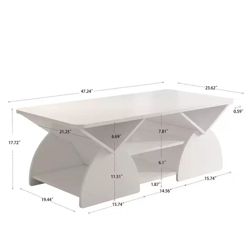 Table basse rectangulaire à bords arrondis et étagères ouvertes GDFStudio Indigo