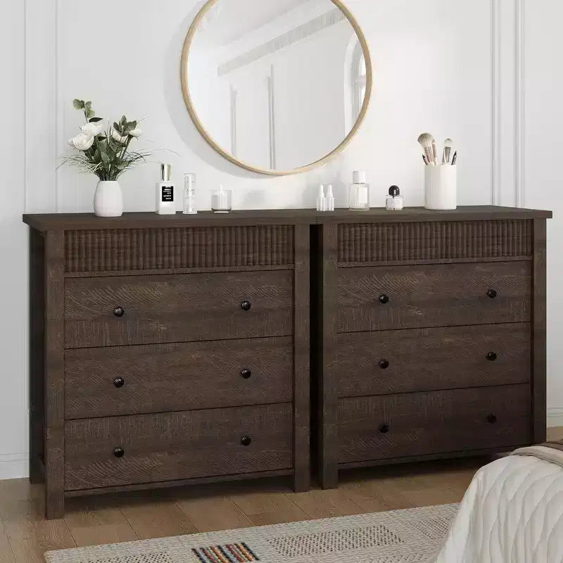 Commode de chambre à coucher, table de chevet, commode en bois, table d'appoint cannelée, organiseur de rangement