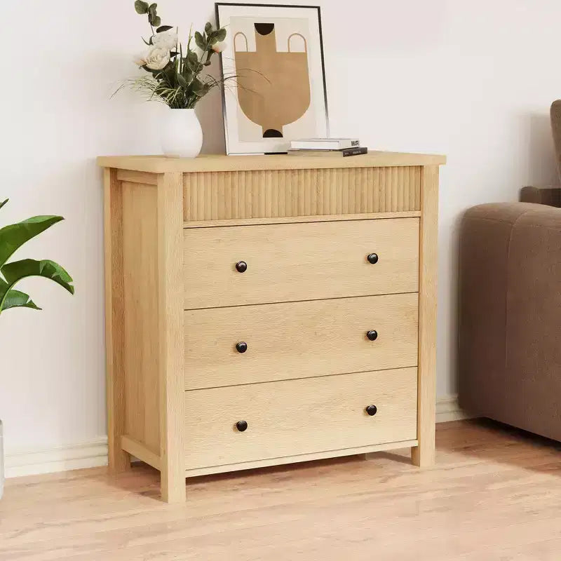 Commode de chambre à coucher, table de chevet, commode en bois, table d'appoint cannelée, organiseur de rangement