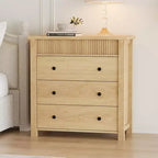 Commode de chambre à coucher, table de chevet, commode en bois, table d'appoint cannelée, organiseur de rangement