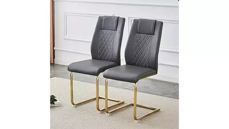 Lot de 6 chaises de salle à manger, chaise d'appoint rembourrée en cuir avec pieds en métal, chaise éponge moderne et confortable pour salle à manger et salon, gris