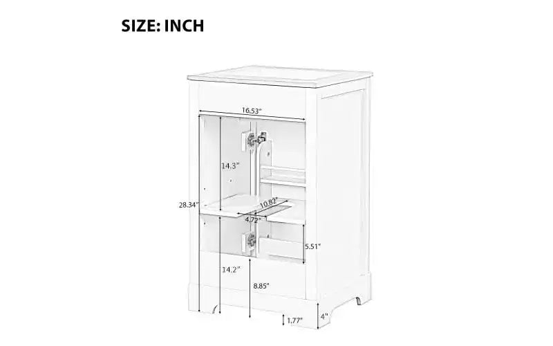 Meuble-lavabo MAYEERTY 20 pouces avec lavabo, porte à fermeture amortie, étagère de rangement réglable, gris