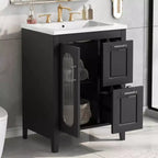 MAYEERTY Meuble de Salle de Bain Noir Triangle Étagère Réglable MDF Moderne
