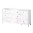 VEVOR 9 Drawer Dresser, Wooden Chest of Drawers with Sliding and Anti-tip Device, Retro Minimalist Dresser Chest, White