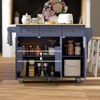 Îlot de cuisine sur roulettes avec abattant, station de charge, desserte de cuisine roulante avec plateau en bois, étagère réglable