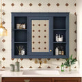 MAYEERTY 27.5 Medicine Cabinet, Wall Mounted Bathroom Storage Cabinet with Mirror 6 Open Shelves Modern Blue