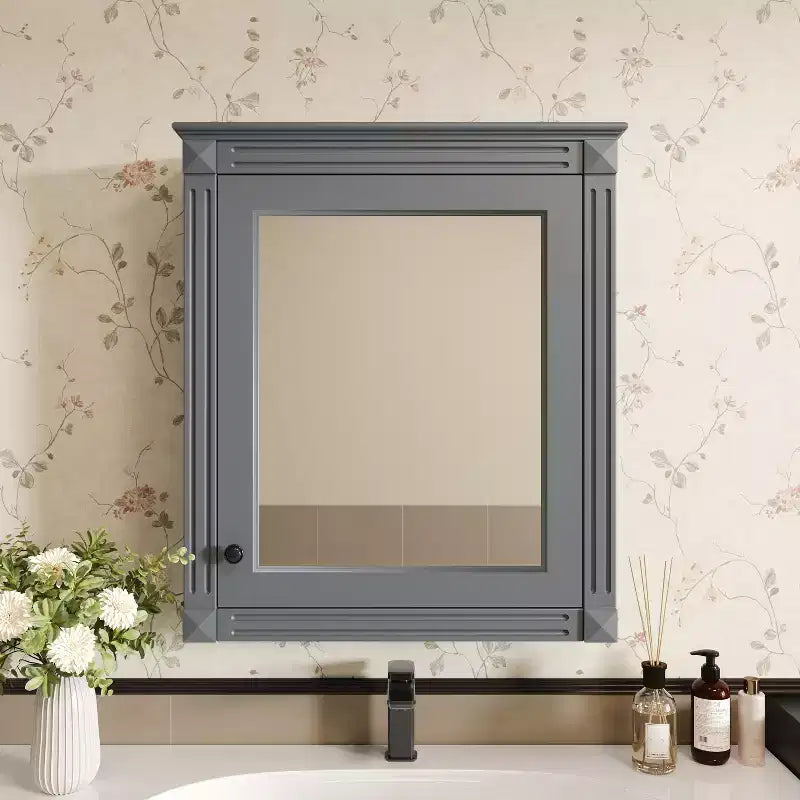 MAYEERTY Meuble de rangement mural de salle de bain 27 avec miroir et étagère réglable en hauteur Gris