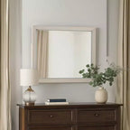 Royal Hampton Dresser Mirror, Bevel Glass, Light Gray Solid Wood Frame, 34x44