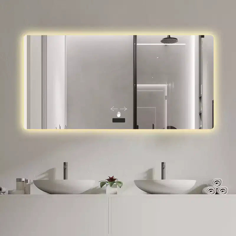 TUYOHW 48x32 Inch LED Wall Mount Bathroom Mirror with Anti-Fog Function,Wall Mount Vanity Mirror with Frameless Design for Bathroom,Bedroom